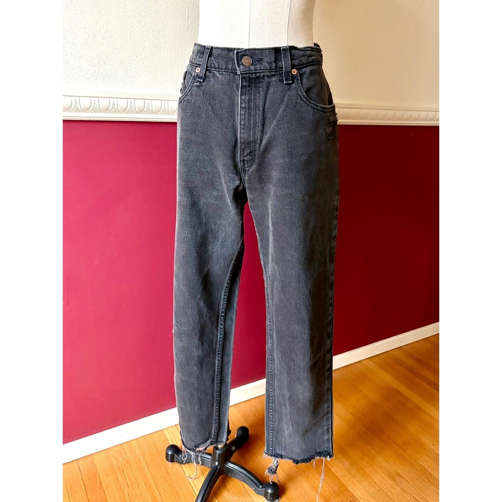 Vintage 90s Levis 550 Relaxed Fit Tapered Leg Black Jeans USA Made 11 Distressed